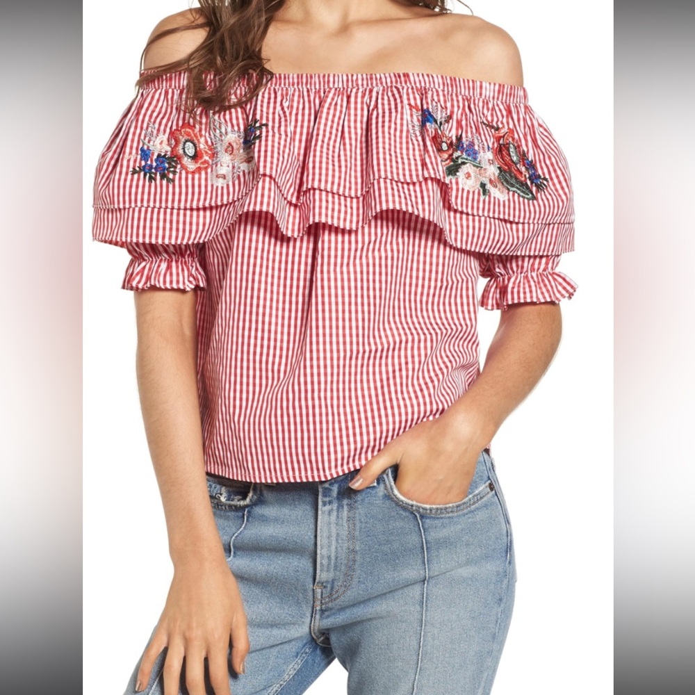Gingham Off the Shoulder  Top